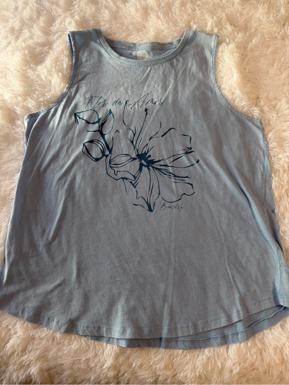 Light Blue Floral Graphic Tank Top